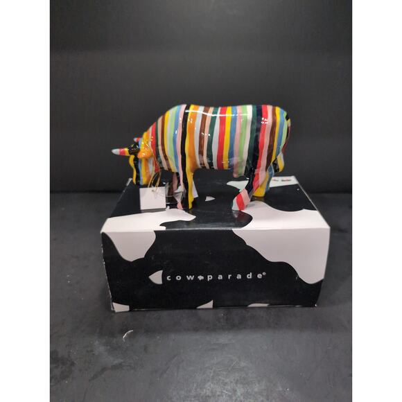 Cow Parade Striped Cow Figurine, Westland Giftware, #11255, Box & Tag - Picture 6 of 11